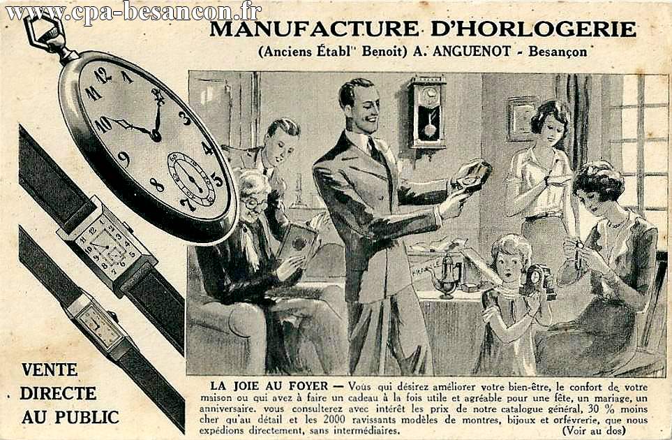 MANUFACTURE D HORLOGERIE (Anciens Etablts Benoit) A. ANGUENOT - Besançon - La Joie au Foyer.